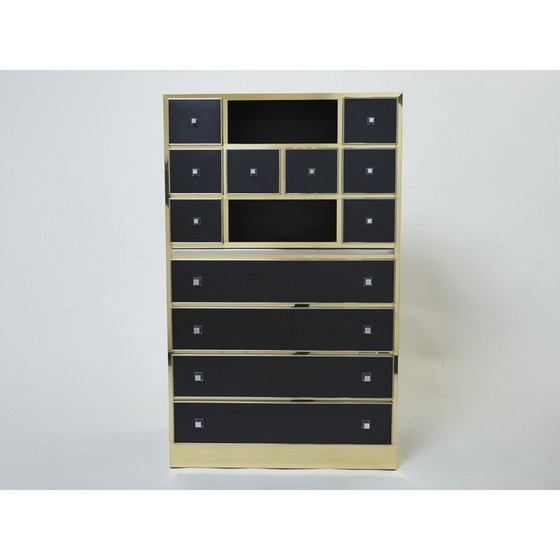 Image 1 of Vintage gelakt messing secretaire van Michel Pigneres, 1970