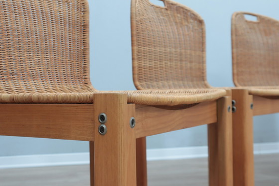 Image 1 of Rieten en houten stoelen 1970S, set van 6