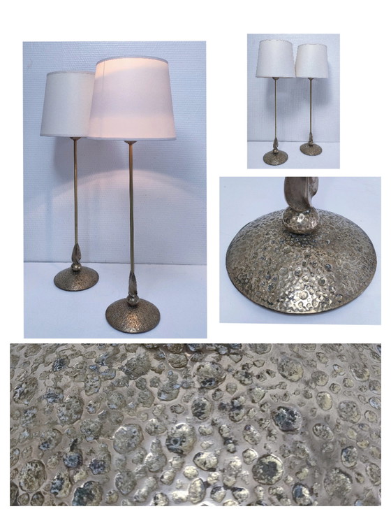 Image 1 of Paar Delmas Design Lampvoeten Messing