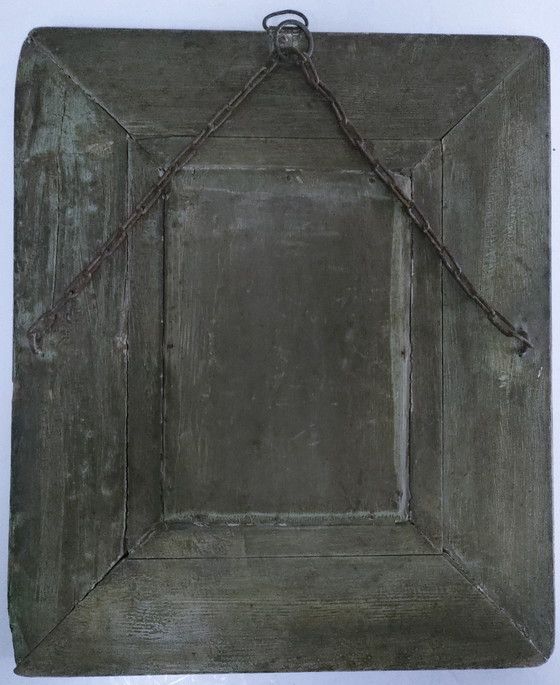 Image 1 of Antieke houten afgeschuinde spiegel Begin 20e eeuw