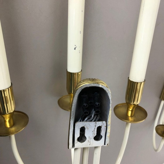 Image 1 of Paar vintage messing wandarmaturen van Vereinigte Werkstätten München Duitsland, Duitsland 1950