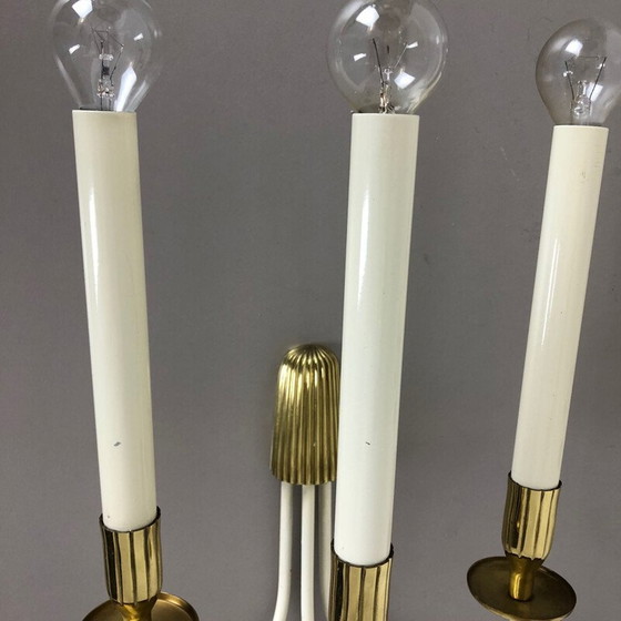 Image 1 of Paar vintage messing wandarmaturen van Vereinigte Werkstätten München Duitsland, Duitsland 1950