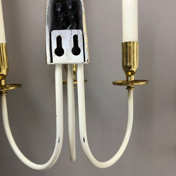 Image 1 of Paar vintage messing wandarmaturen van Vereinigte Werkstätten München Duitsland, Duitsland 1950