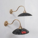 Vintage wandlamp in messing en kwikglas, Engeland 1920