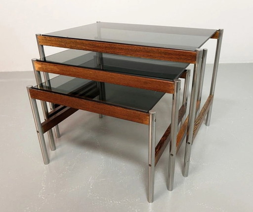 Dutch Design Nesting Tables Met Rookglas Top