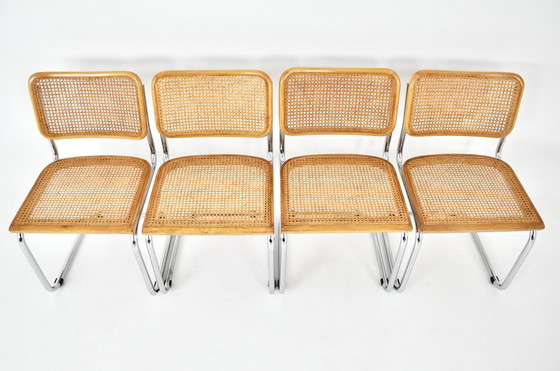 Image 1 of Eetkamerstoelen Stijl B32 van Marcel Breuer, set van 4