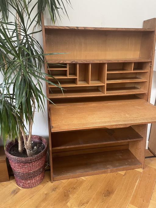 Vintage houten secretaire - boekenkast