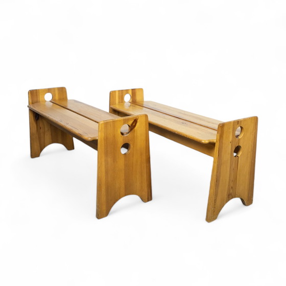 Image 1 of Sculpturale eetset van grenenhout door Gilbert Marklund voor Furusnickarn Ab, 1970S