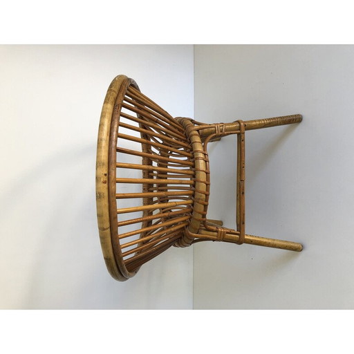 Vintage rotan bureau en stoel voor kinderen