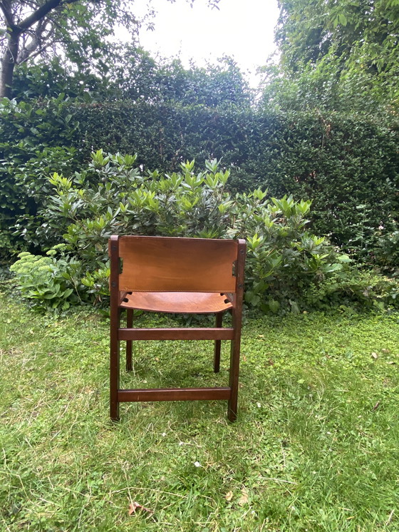 Image 1 of 4x Vintage lederen eetkamerstoelen