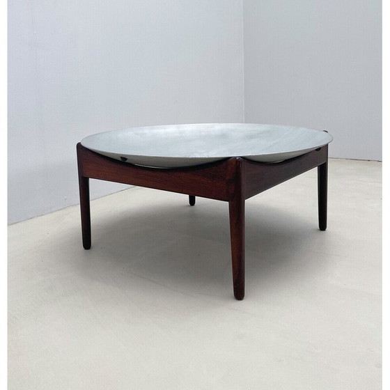 Image 1 of Mid Century salontafel van hout en chroom, Italië 1970