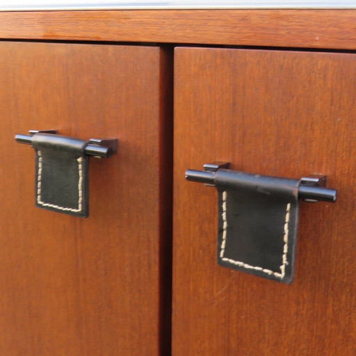 Vintage highboard met glazen schuifdeuren, Frankrijk 1955