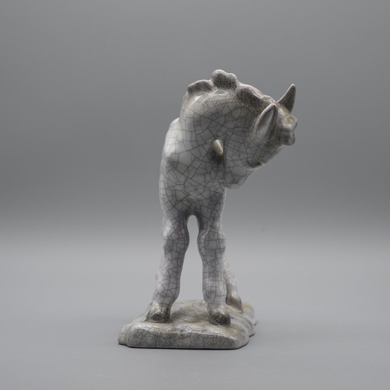 Image 1 of Zeldzame Vintage Keramisch Veulen Lilli Hummel-King - Art Deco Karlsruher Majolika 1934