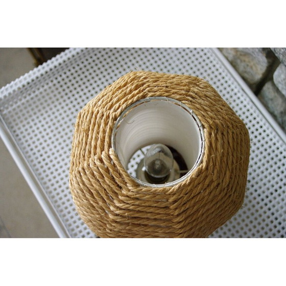 Image 1 of Vintage lamp van keramiek en rotan, 1950