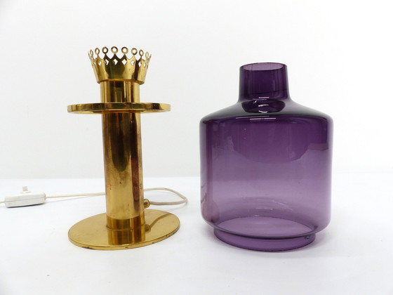 Image 1 of Scandinavische Lamp Hans-Agne Jakobsson Messing en Glas Violet B 102