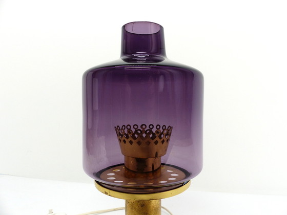 Image 1 of Scandinavische Lamp Hans-Agne Jakobsson Messing en Glas Violet B 102