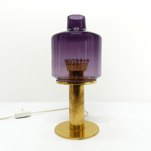 Scandinavische Lamp Hans-Agne Jakobsson Messing en Glas Violet B 102