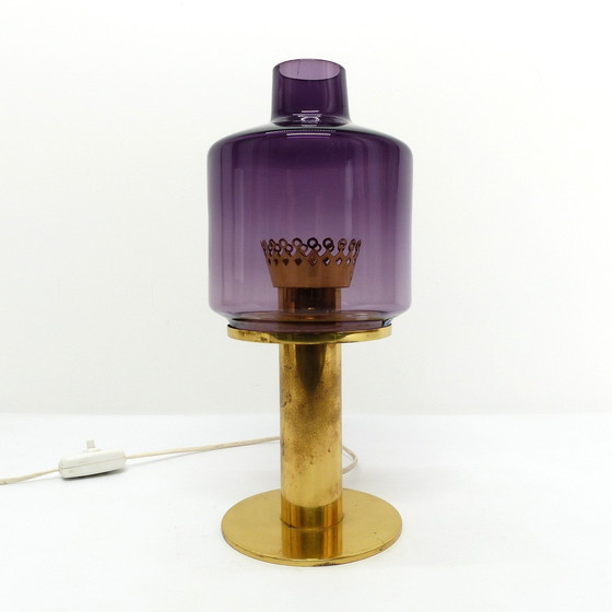 Image 1 of Scandinavische Lamp Hans-Agne Jakobsson Messing en Glas Violet B 102