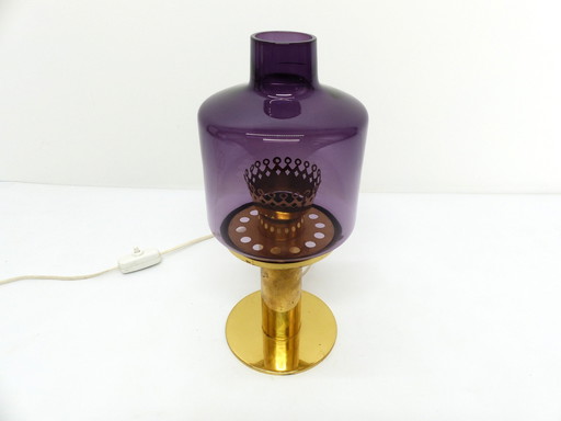 Scandinavische Lamp Hans-Agne Jakobsson Messing en Glas Violet B 102