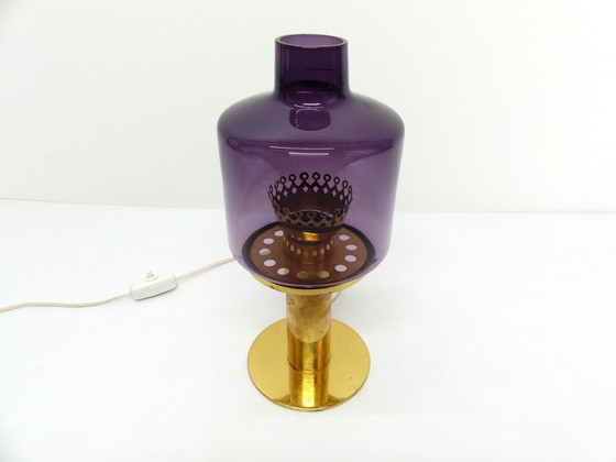 Image 1 of Scandinavische Lamp Hans-Agne Jakobsson Messing en Glas Violet B 102