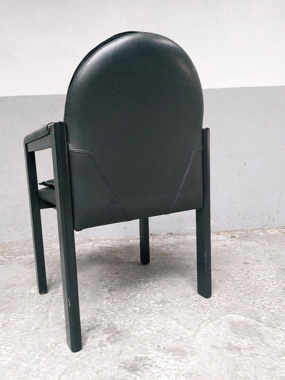 Image 1 of Black Leather Armchair Bulo Memphis Style