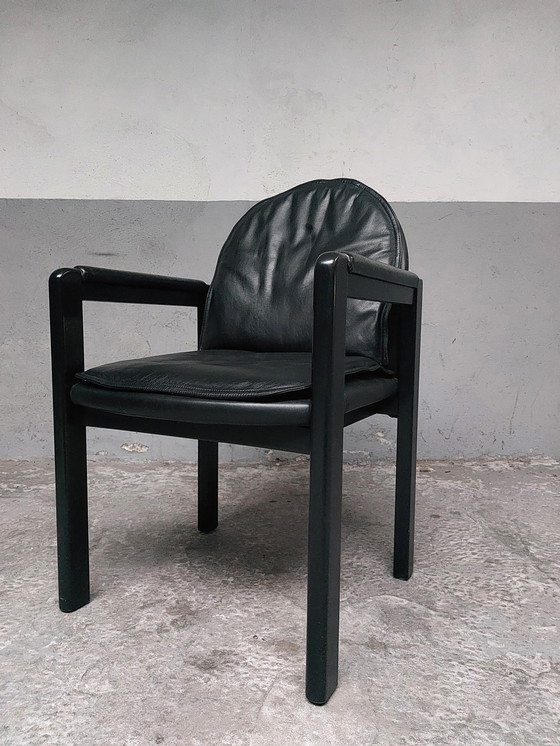 Image 1 of Black Leather Armchair Bulo Memphis Style