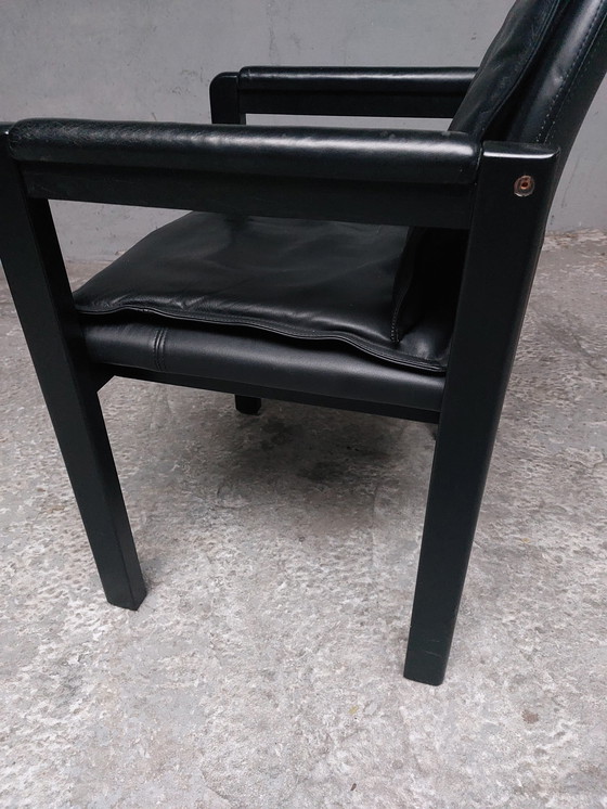 Image 1 of Black Leather Armchair Bulo Memphis Style
