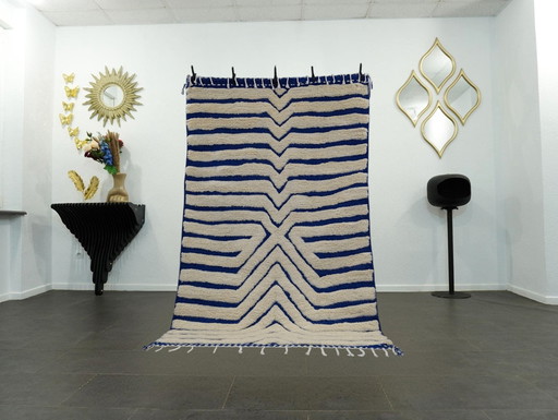 Berber Vloerkleed - 258 Cm X 157 Cm - Wit en Blauw Wol