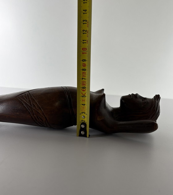 Image 1 of Vintage Houtsnijwerk Dames Notenkraker Donker Hout Kunst 