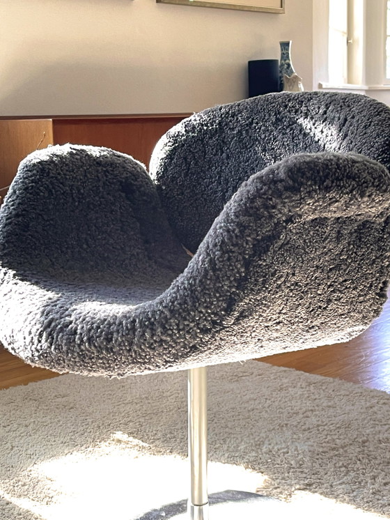 Image 1 of Artifort Little tulip Pierre Paulin stoel lamsvel antraciet