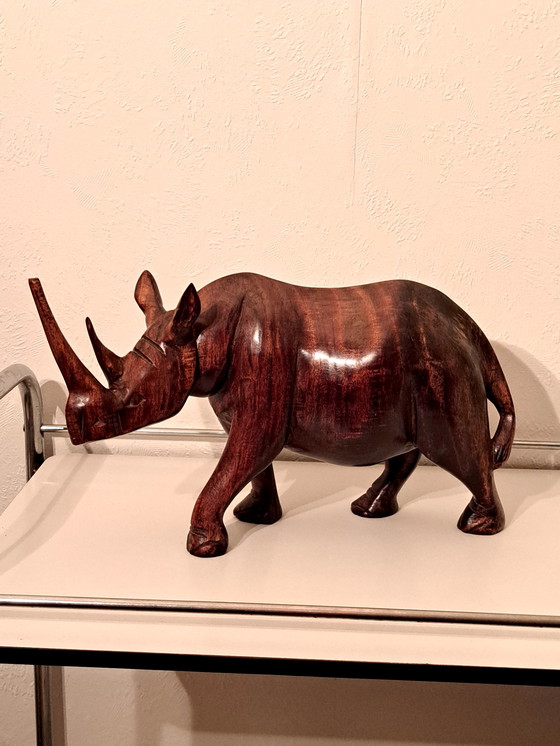 Image 1 of Vintage neushoorn van ebbenhout