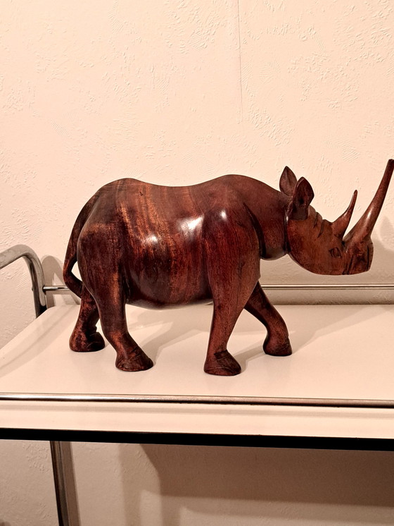 Image 1 of Vintage neushoorn van ebbenhout