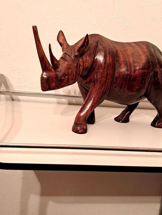 Image 1 of Vintage neushoorn van ebbenhout