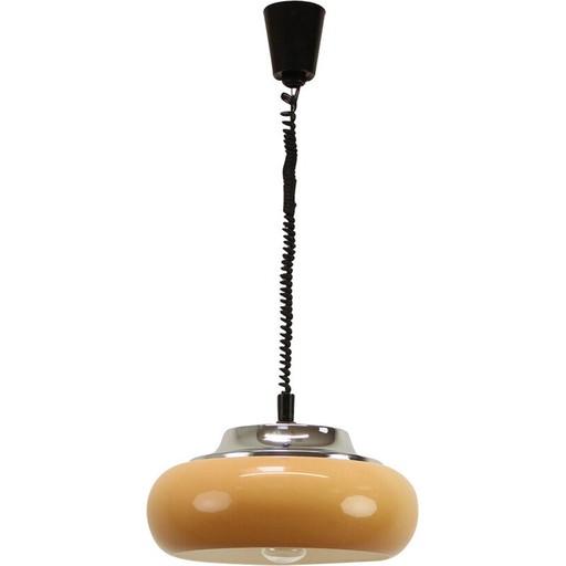 Vintage Meblo hanglamp in beige-oranje kunststof van Harvey Guzzini, Italië 1970