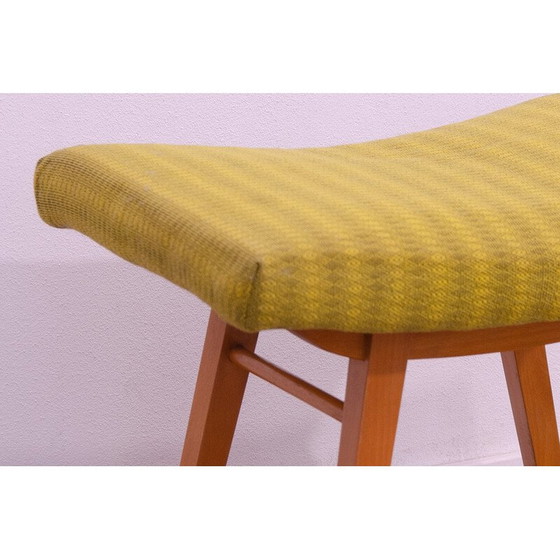 Image 1 of Vintage poef in beukenhout en kunstleer voor Západoslovenské nábytkárské Závody, Tsjecho-Slowakije 1970