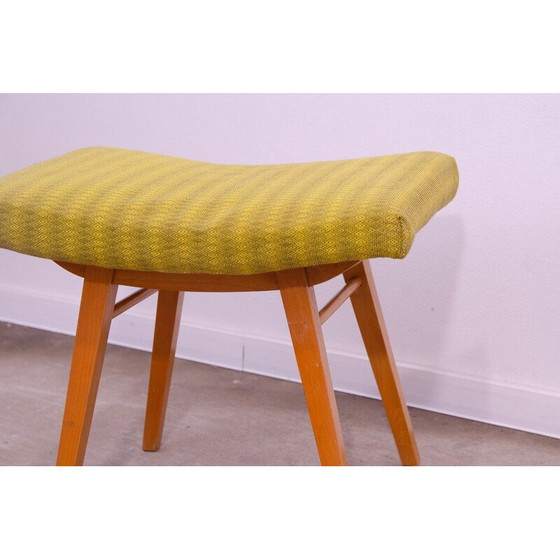 Image 1 of Vintage poef in beukenhout en kunstleer voor Západoslovenské nábytkárské Závody, Tsjecho-Slowakije 1970