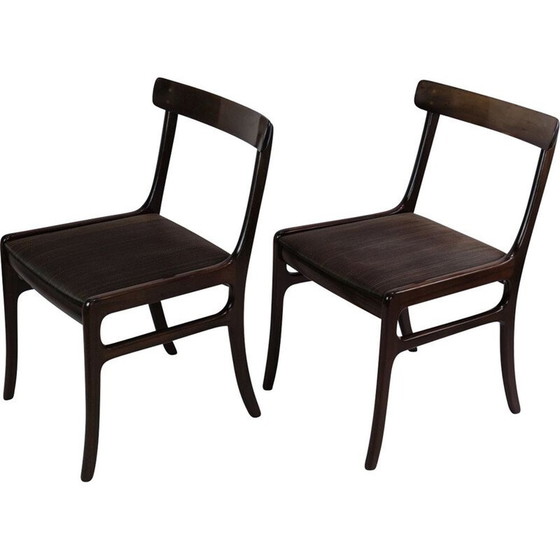 Image 1 of Paar mahoniehouten vintage Rungstedlund fauteuils van Ole Wancher voor Poul Jeppesen