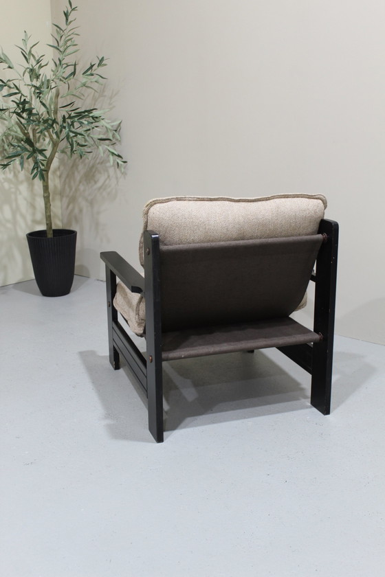 Image 1 of Vintage Fauteuil Jaren '70 - Zwart Beige