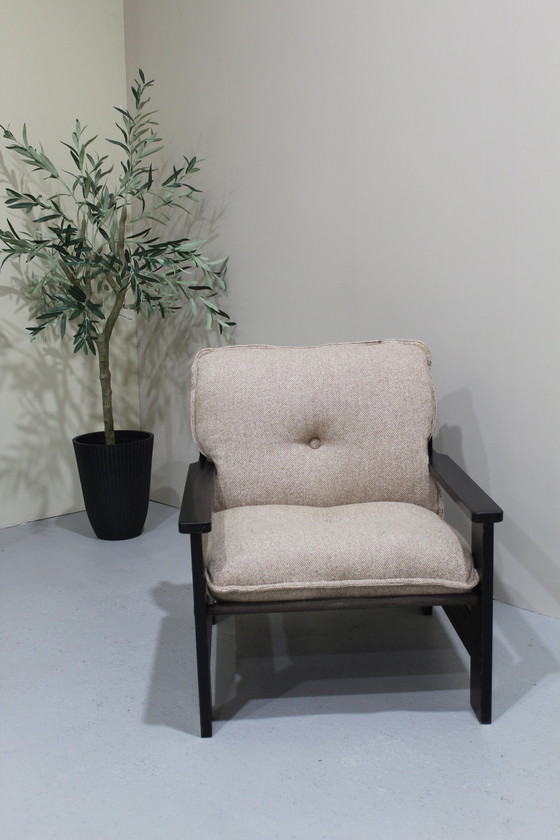 Image 1 of Vintage Fauteuil Jaren '70 - Zwart Beige