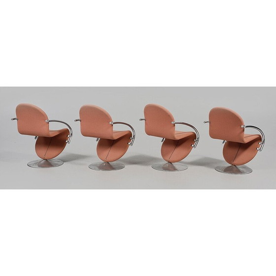 Image 1 of Set van 4 Fritz Hansen stoelen in metaal en stof, Verner PANTON - 1970