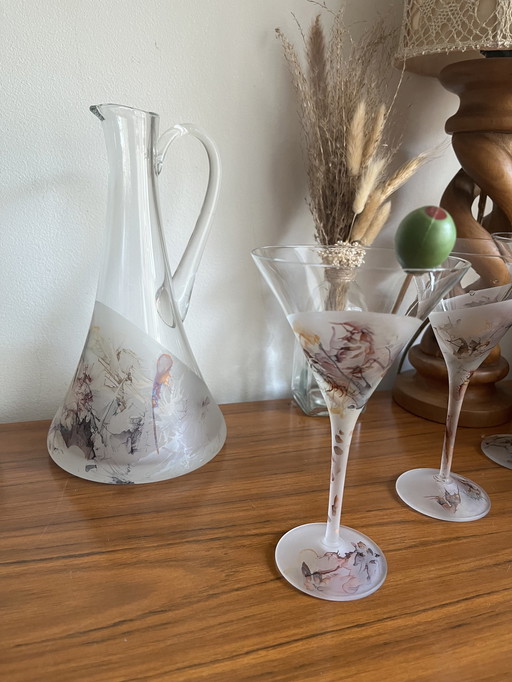 Vintage luckaglass martini set 