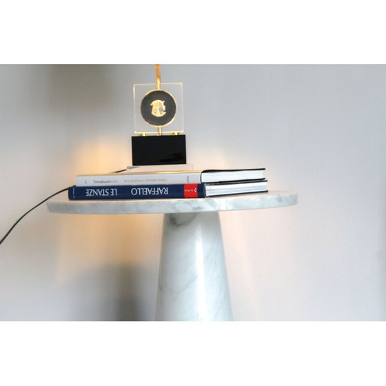 Image 1 of Vintage bijzettafel in Italiaans wit Carrara marmer van Angelo Mangiarotti, Italië 1970