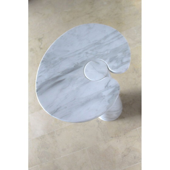 Image 1 of Vintage bijzettafel in Italiaans wit Carrara marmer van Angelo Mangiarotti, Italië 1970