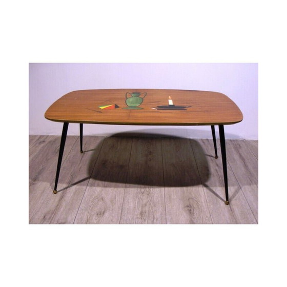 Image 1 of Vintage Italiaanse salontafel in polychroom gelakt hout, 1950