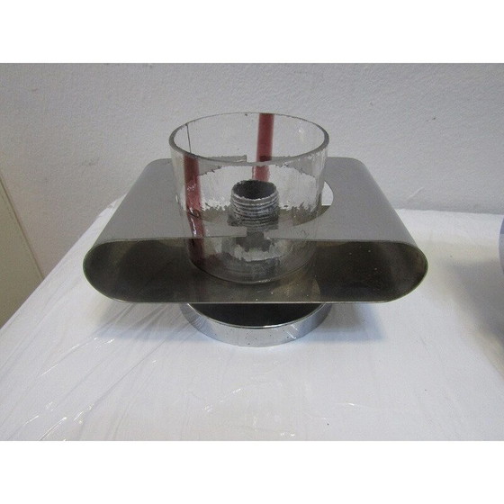 Image 1 of Set van 3 vintage wandlampen van Murano, staal en glas, 1970
