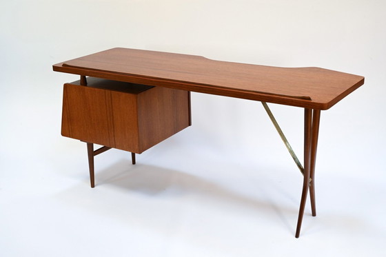 Image 1 of Teak bureau Louis Van-Teeffelen Webé Editie 1960