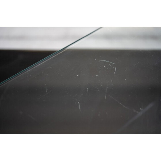 Image 1 of Vintage "Zanuso" bijzettafel in glas en roestvrij staal door Marco Zanuso voor Zanotta, Italië 1960