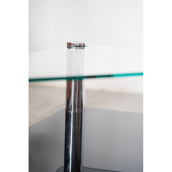 Image 1 of Vintage "Zanuso" bijzettafel in glas en roestvrij staal door Marco Zanuso voor Zanotta, Italië 1960