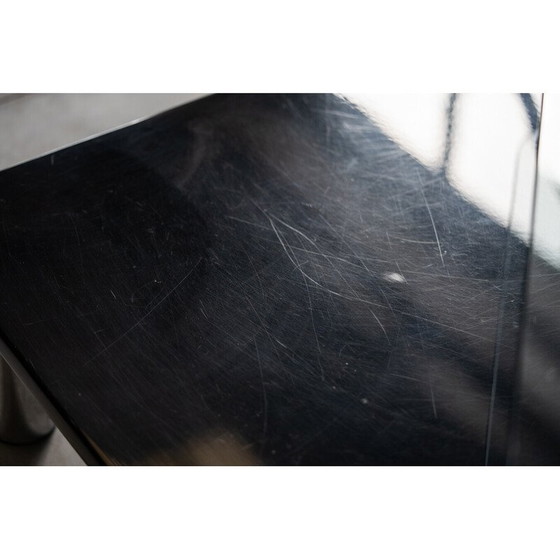 Image 1 of Vintage "Zanuso" bijzettafel in glas en roestvrij staal door Marco Zanuso voor Zanotta, Italië 1960