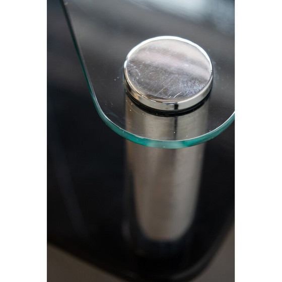 Image 1 of Vintage "Zanuso" bijzettafel in glas en roestvrij staal door Marco Zanuso voor Zanotta, Italië 1960